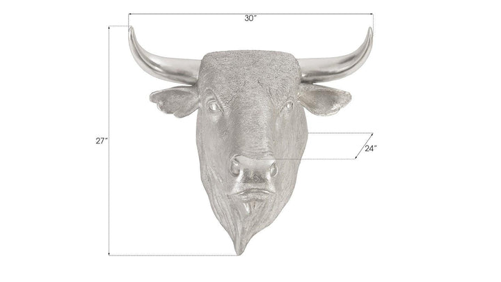 SwayLiving Spanish Fighting Bull Wall Art, Resin, Silver Leaf WALL ACCENTS