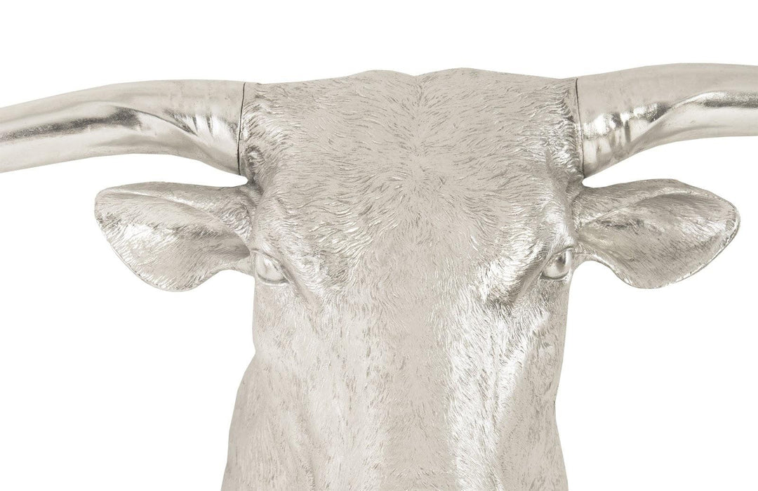 SwayLiving Longhorn Bull Wall Art, Resin, Silver Leaf WALL ACCENTS