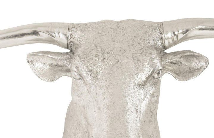 SwayLiving Longhorn Bull Wall Art, Resin, Silver Leaf WALL ACCENTS