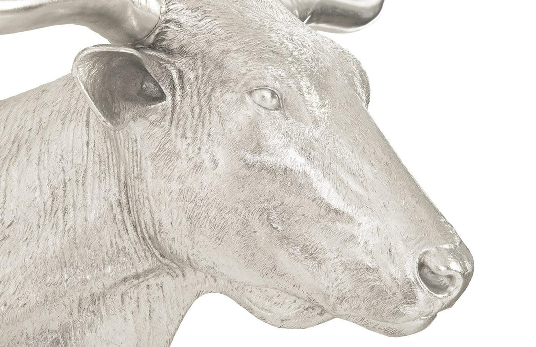 SwayLiving Longhorn Bull Wall Art, Resin, Silver Leaf WALL ACCENTS