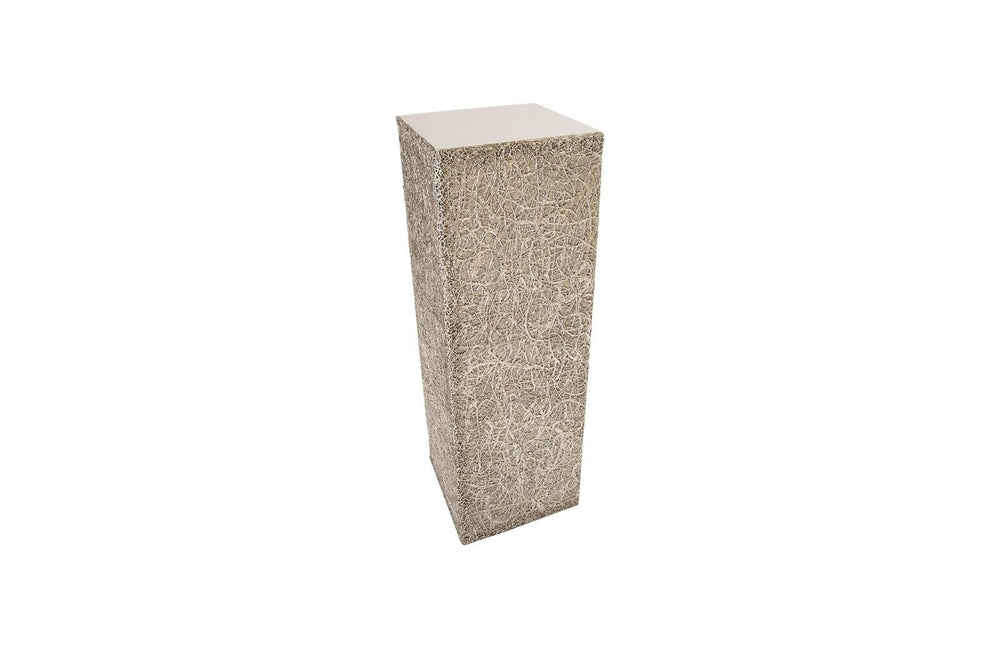 SwayLiving String Theory Pedestal, Silver Leaf, LG ACCENT TABLES