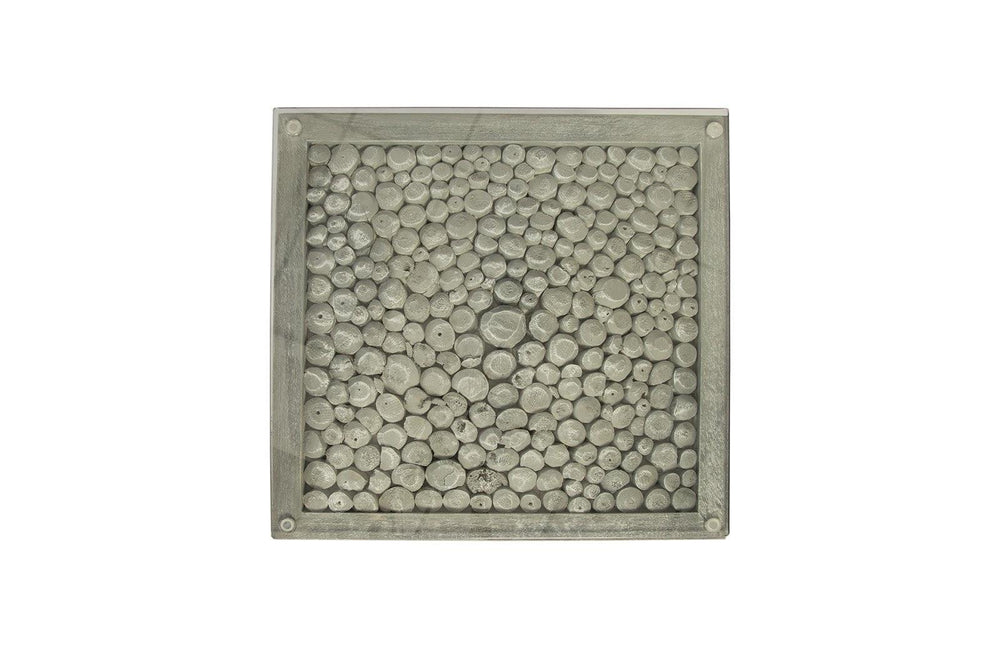 SwayLiving Driftwood Side Table, Wood, Glass, Stainless Steel Base, Scaff Finish ACCENT TABLES