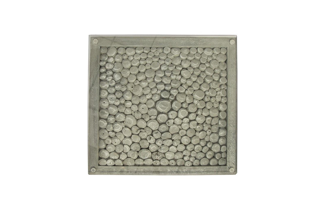 SwayLiving Driftwood Side Table, Wood, Glass, Stainless Steel Base, Scaff Finish ACCENT TABLES