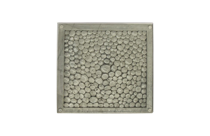 SwayLiving Driftwood Side Table, Wood, Glass, Stainless Steel Base, Scaff Finish ACCENT TABLES