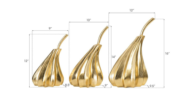 SwayLiving Hand Dipped Pears Set of 3, Gold Leaf DECORATIVE OBJECTS