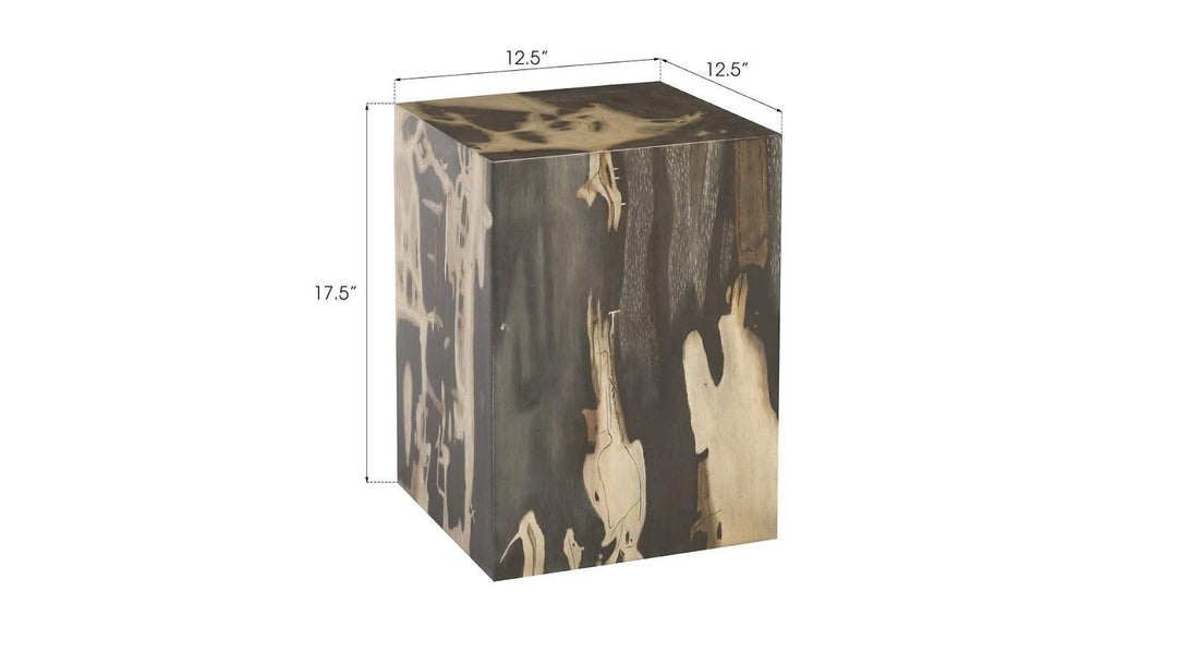 SwayLiving Cast Petrified Wood Stool, Resin, Square OTTOMANS, POUFS, + STOOLS