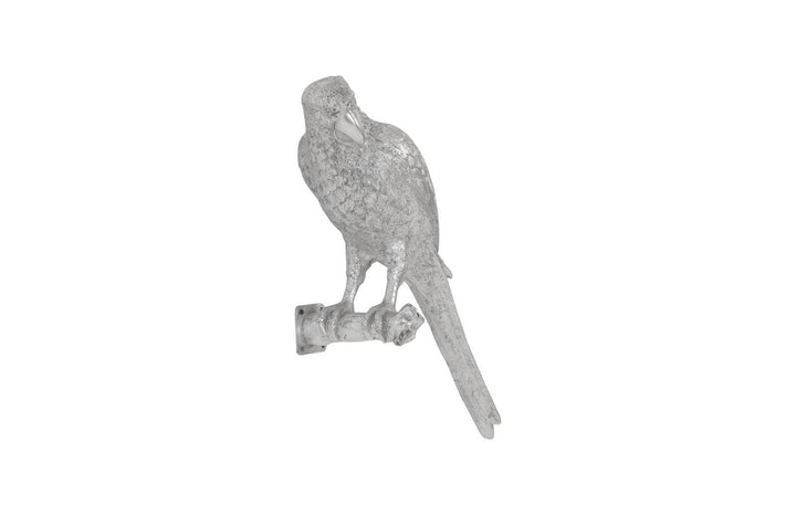 SwayLiving Parrot Looking Left Wall Art, Resin, Silver Leaf WALL ACCENTS