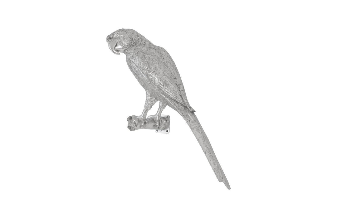 SwayLiving Parrot Looking Left Wall Art, Resin, Silver Leaf WALL ACCENTS