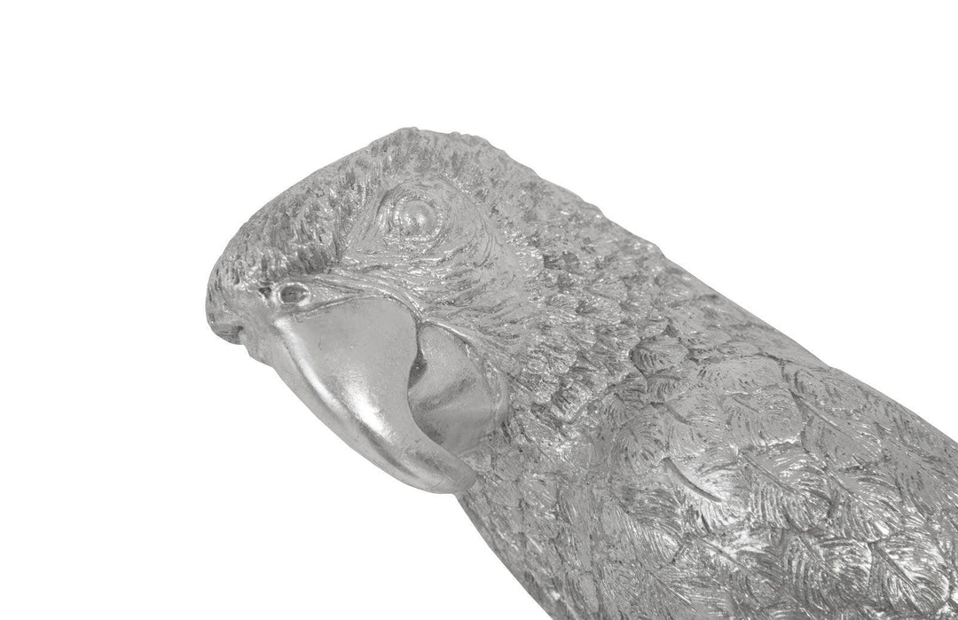 SwayLiving Parrot Looking Left Wall Art, Resin, Silver Leaf WALL ACCENTS