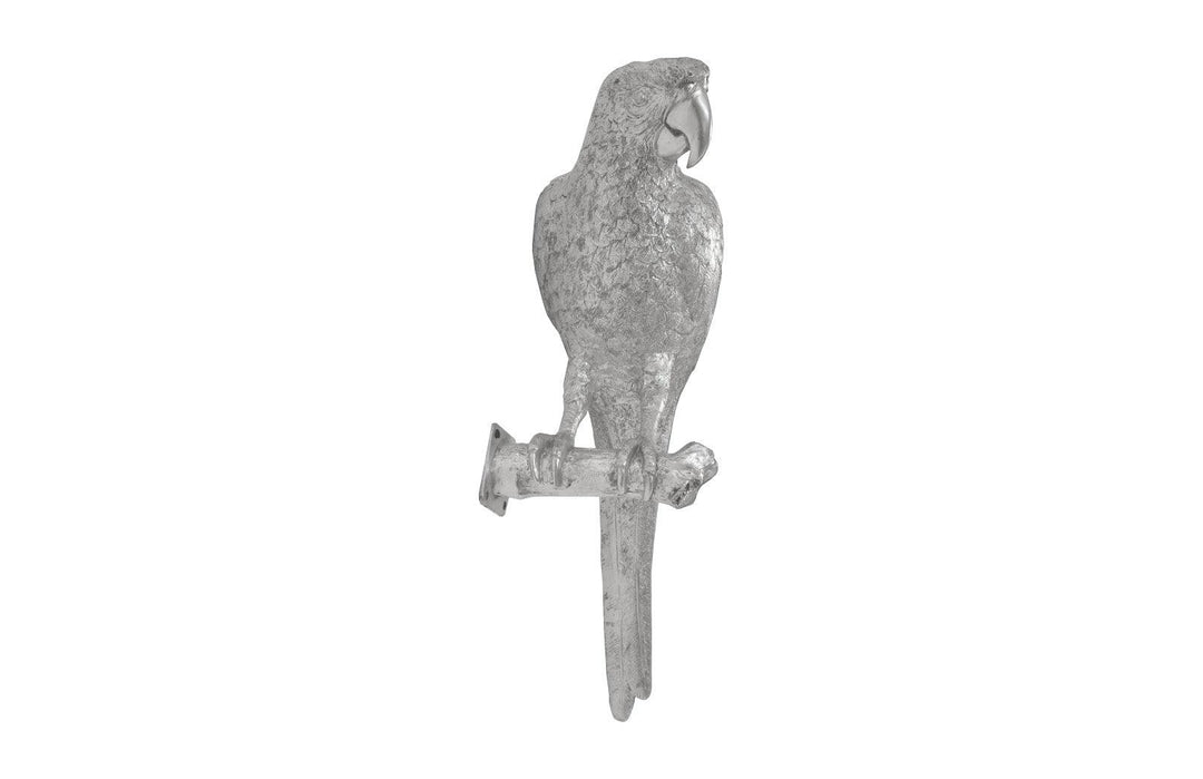 SwayLiving Parrot Looking Left Wall Art, Resin, Silver Leaf WALL ACCENTS