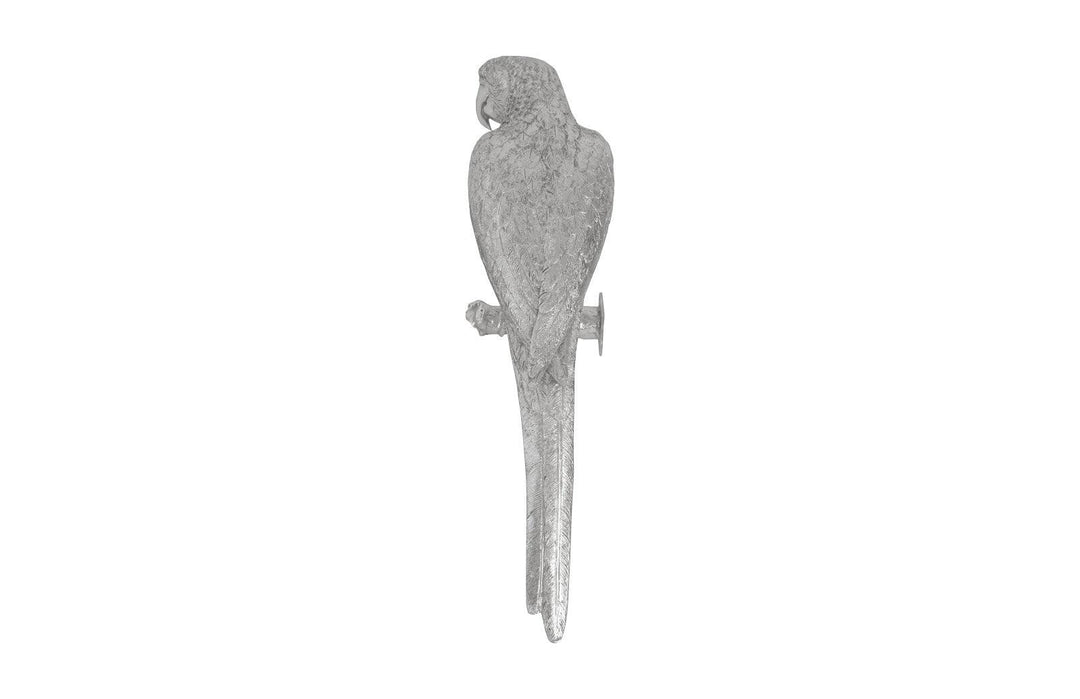 SwayLiving Parrot Looking Left Wall Art, Resin, Silver Leaf WALL ACCENTS