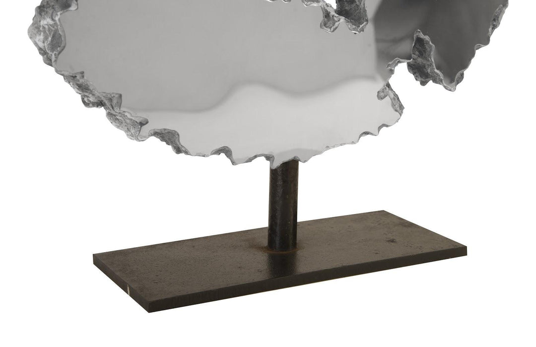 SwayLiving Lava Slice Sculpture on Stand, Resin, Stainless Steel DECORATIVE OBJECTS