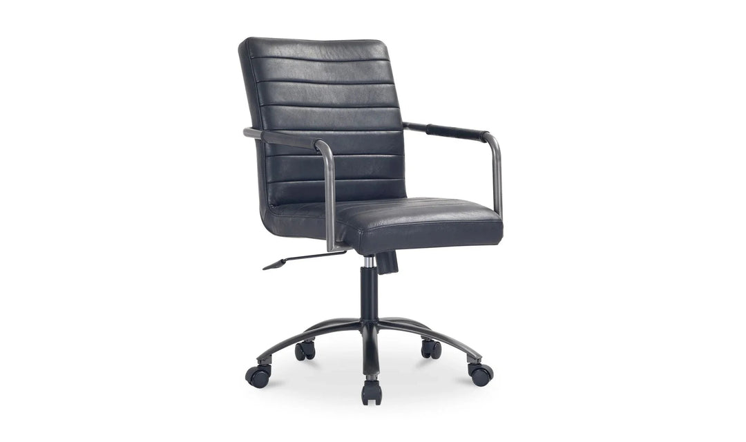 Roy Office Chair Black Leather - SwayLiving