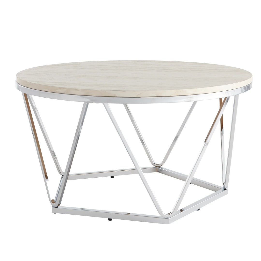 SwayLiving Luna Faux Stone Round Coffee Table COFFEE TABLES