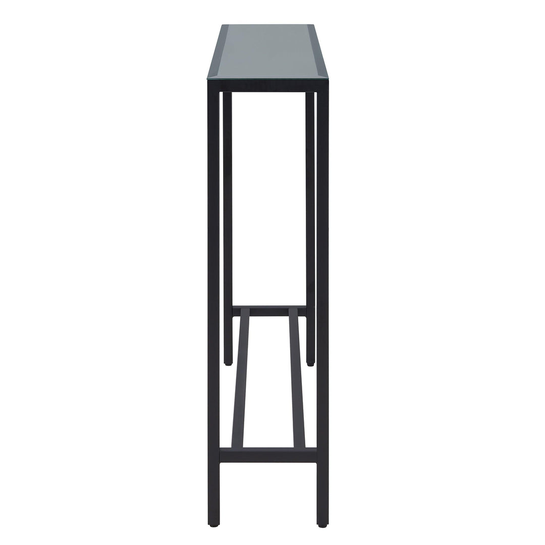 SwayLiving Darrin Narrow Long Console Table w/ Mirrored Top – Black CONSOLE TABLES