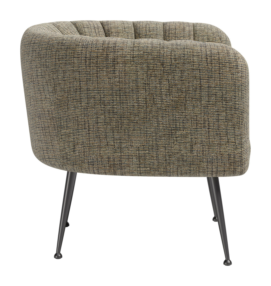 Deco Accent Chair Green Tweed
