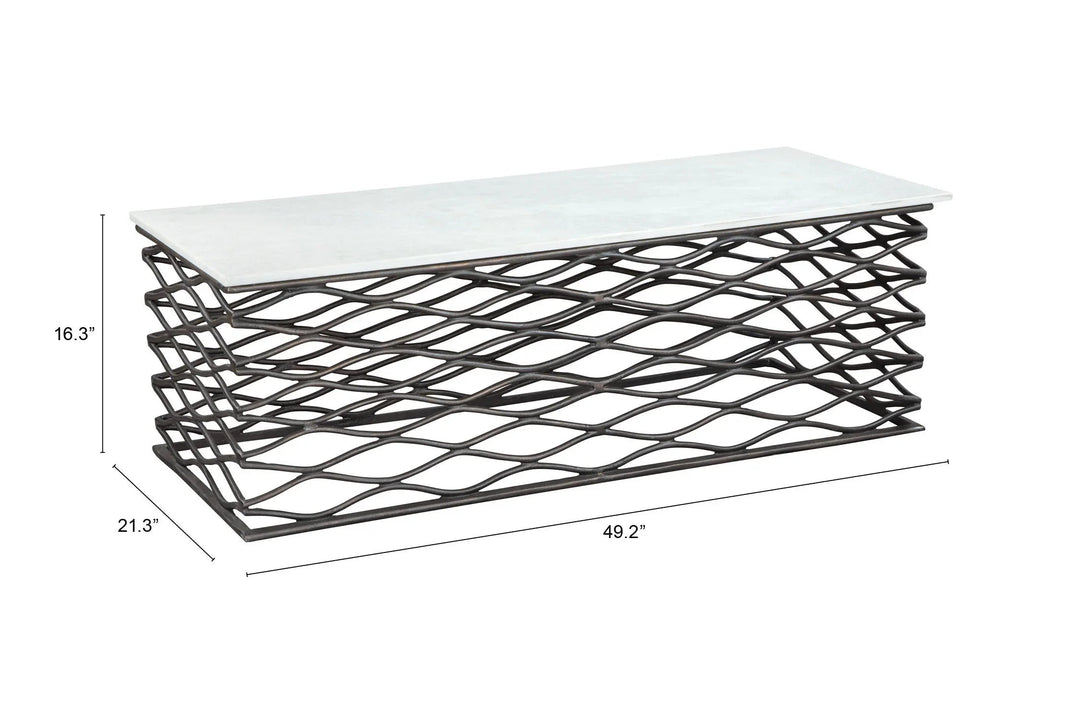 SwayLiving Duchess Coffee Table White & Antique Bronze COFFEE TABLES