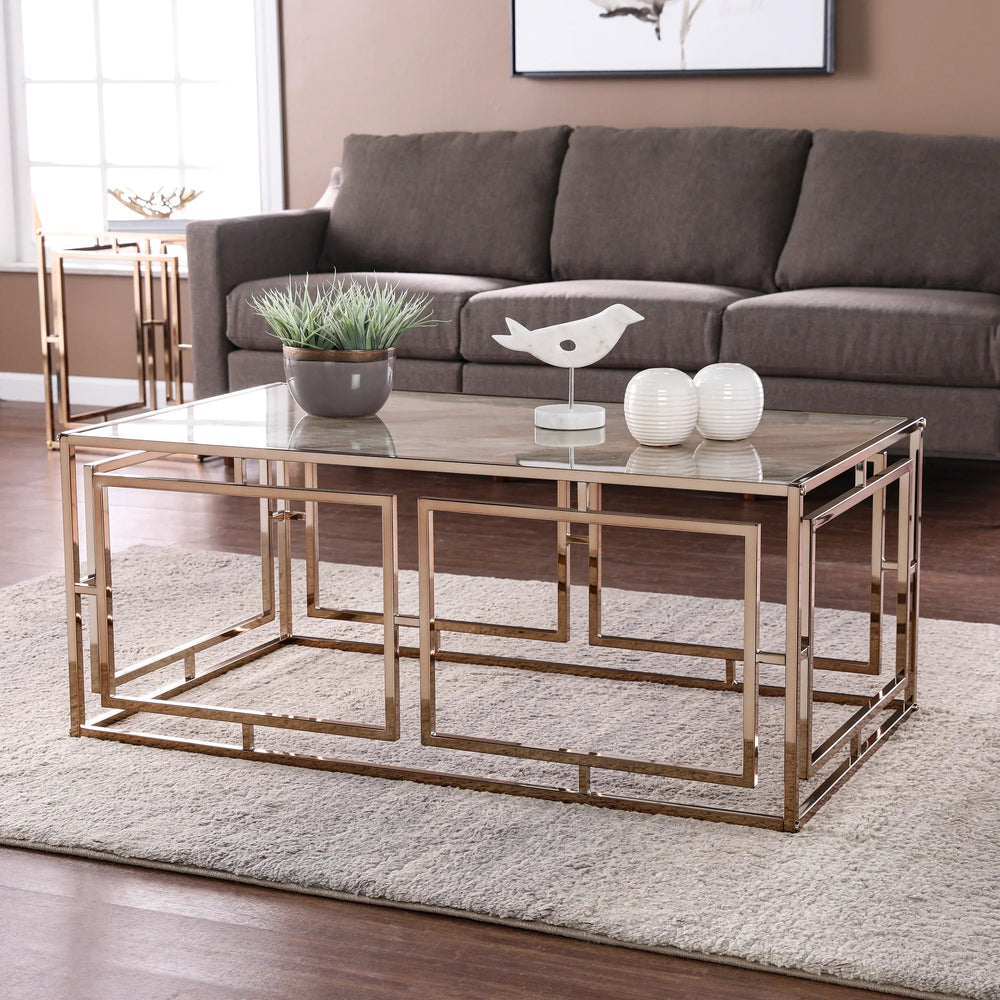SwayLiving Simondley Faux Marble Cocktail Table COFFEE TABLES