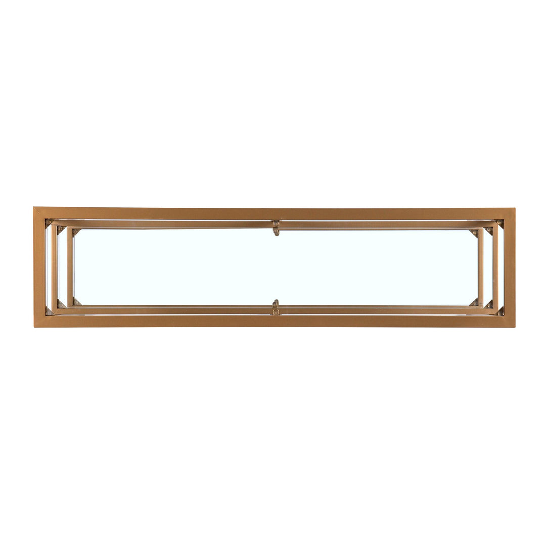 SwayLiving Jaymes Narrow Metal Console Table w/ Glass Shelves - Gold CONSOLE TABLES
