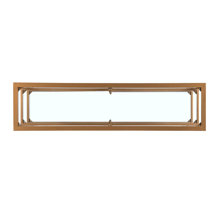 SwayLiving Jaymes Narrow Metal Console Table w/ Glass Shelves - Gold CONSOLE TABLES