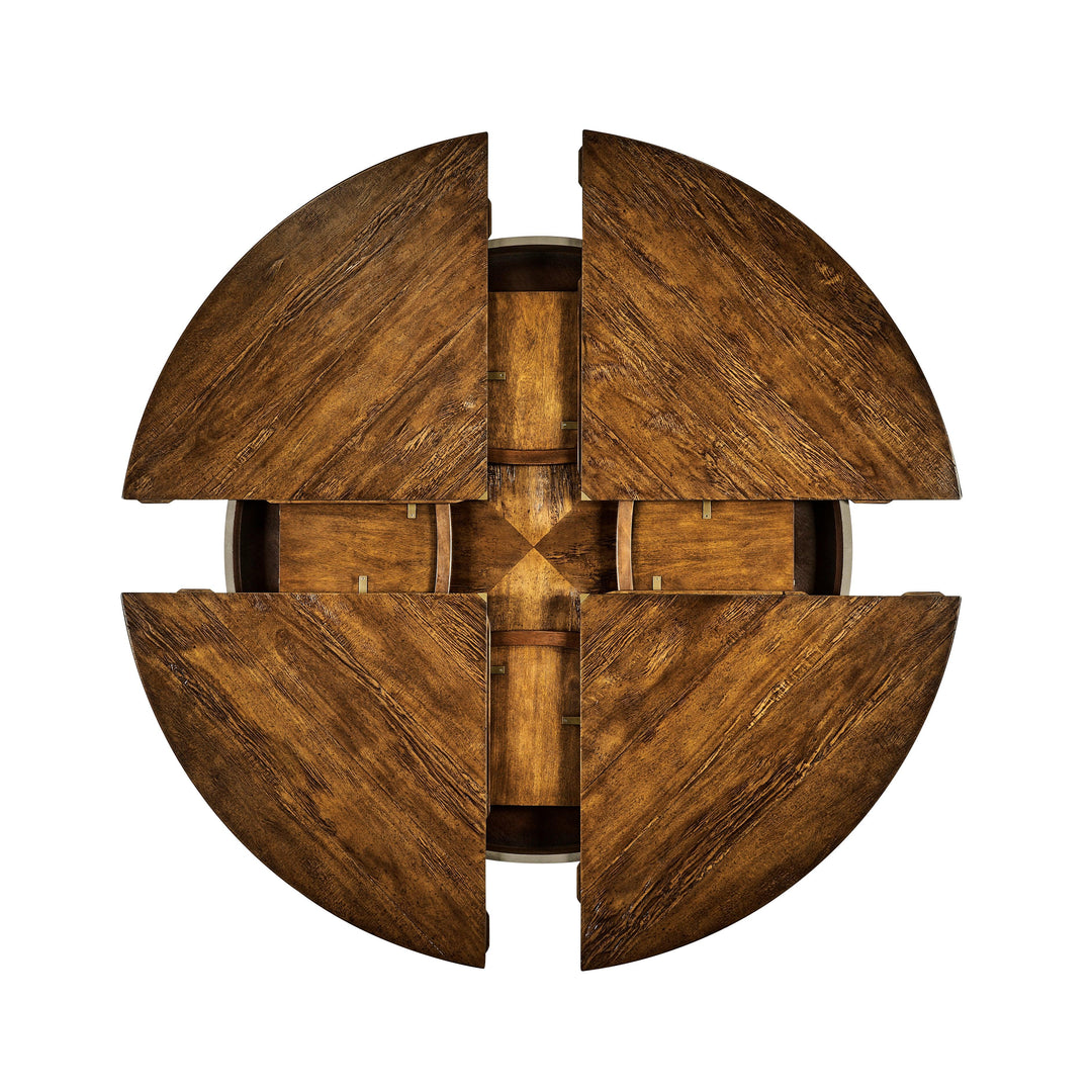 SwayLiving Casual Accents Country Walnut Round Extendable Dining Table 59" DINING TABLES