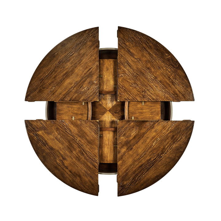 SwayLiving Casual Accents Country Walnut Round Extendable Dining Table 59" DINING TABLES