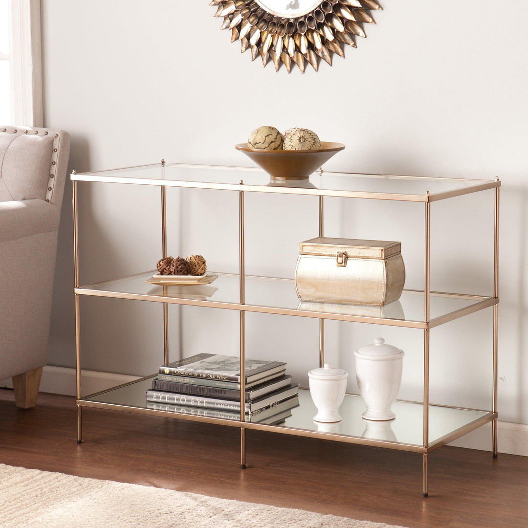 SwayLiving Knox Glass Console Table - Copper CONSOLE TABLES
