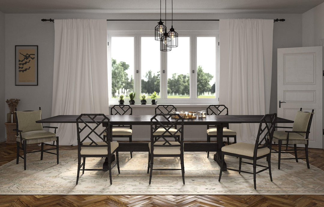 SwayLiving Timeless Epoch Trestle Dining Table in Ebonized Oak DINING TABLES