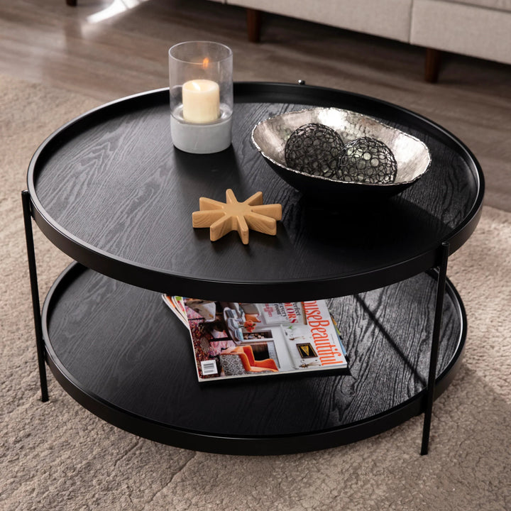 SwayLiving Verlington Round Farmhouse Style Cocktail Table COFFEE TABLES