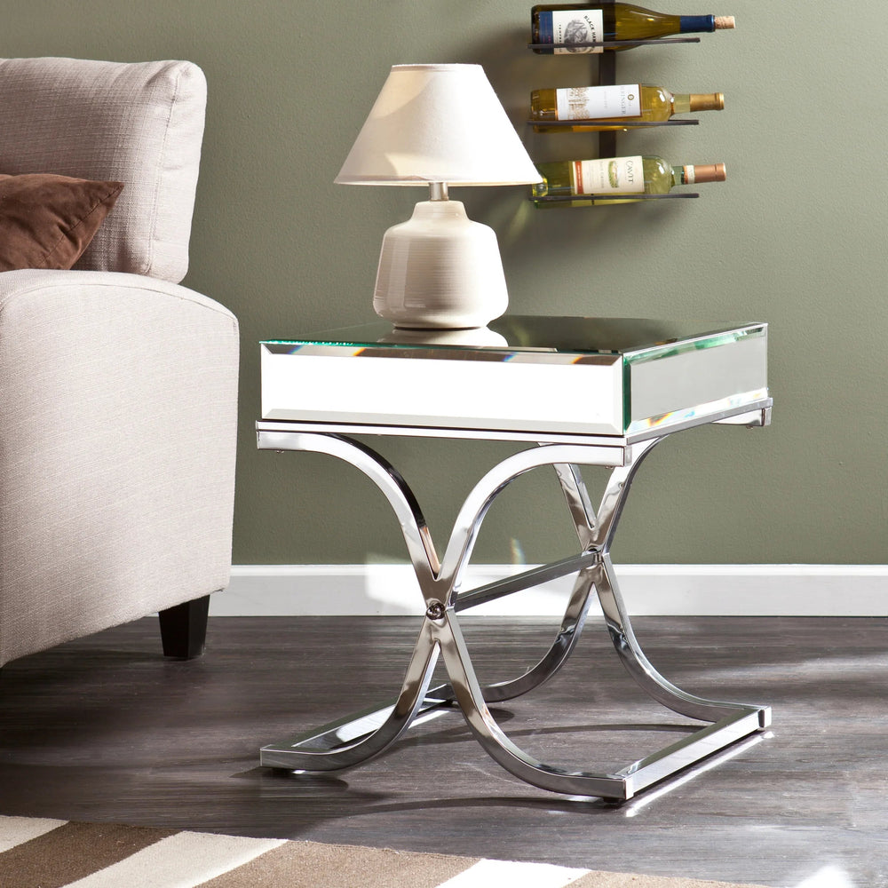 SwayLiving Ava Mirrored End Table - Chrome ACCENT TABLES
