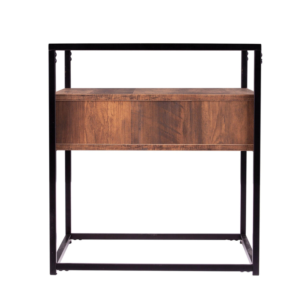 SwayLiving Olivern Glass-Top End Table w/ Storage ACCENT TABLES