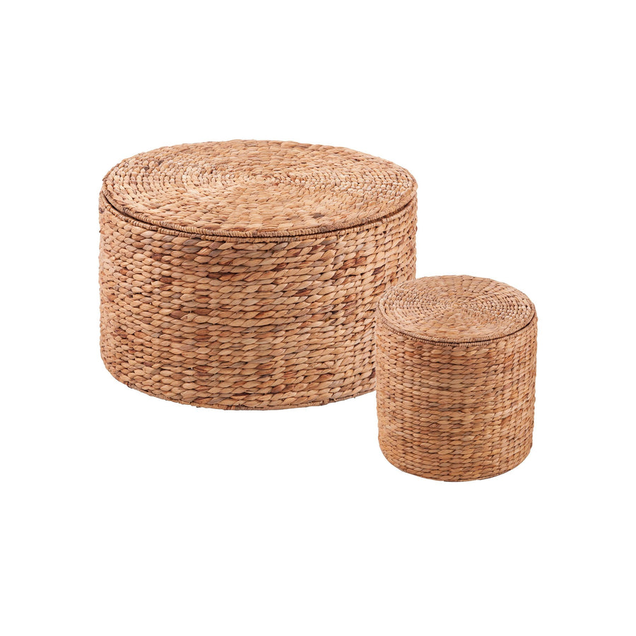 SwayLiving Satalia Round Water Hyacinth Storage Tables – 2pc Set ACCENT TABLES