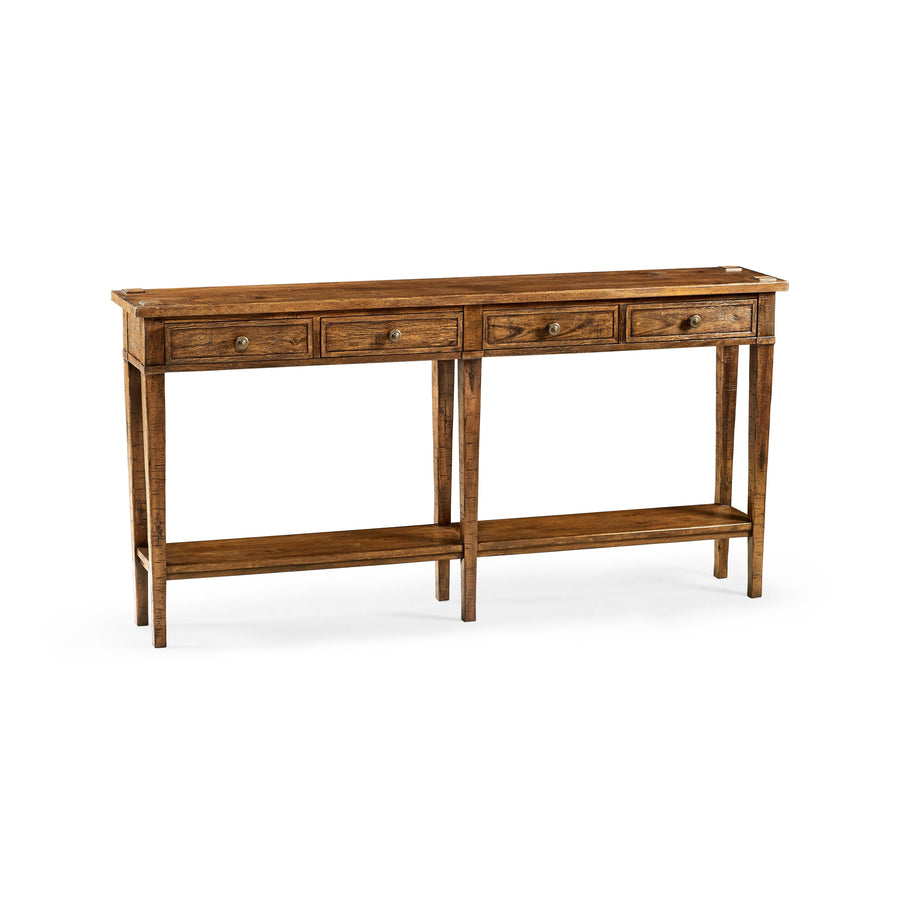 SwayLiving Casual Accents Country Walnut 4 Drawer Console Table CONSOLE TABLES
