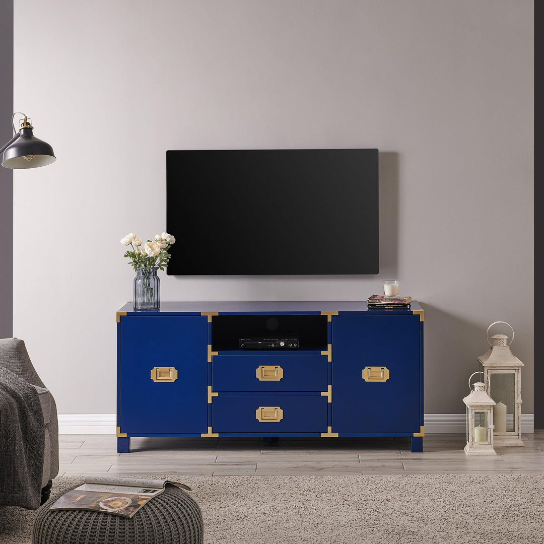 SwayLiving Campaign Entertainment Center Console - Navy CONSOLE TABLES