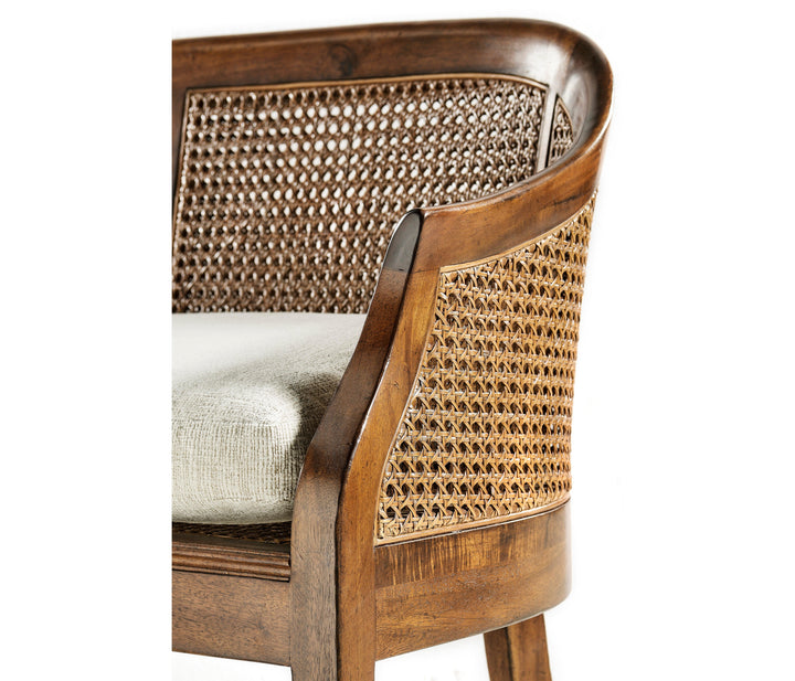SwayLiving Walnut 2-Seater Salon Settee Cane Back BENCHES