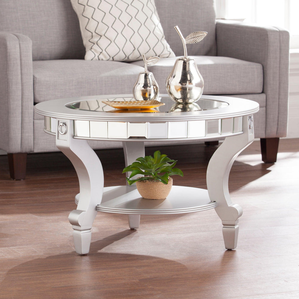 SwayLiving Linsay Mirrored Round Cocktail Table COFFEE TABLES