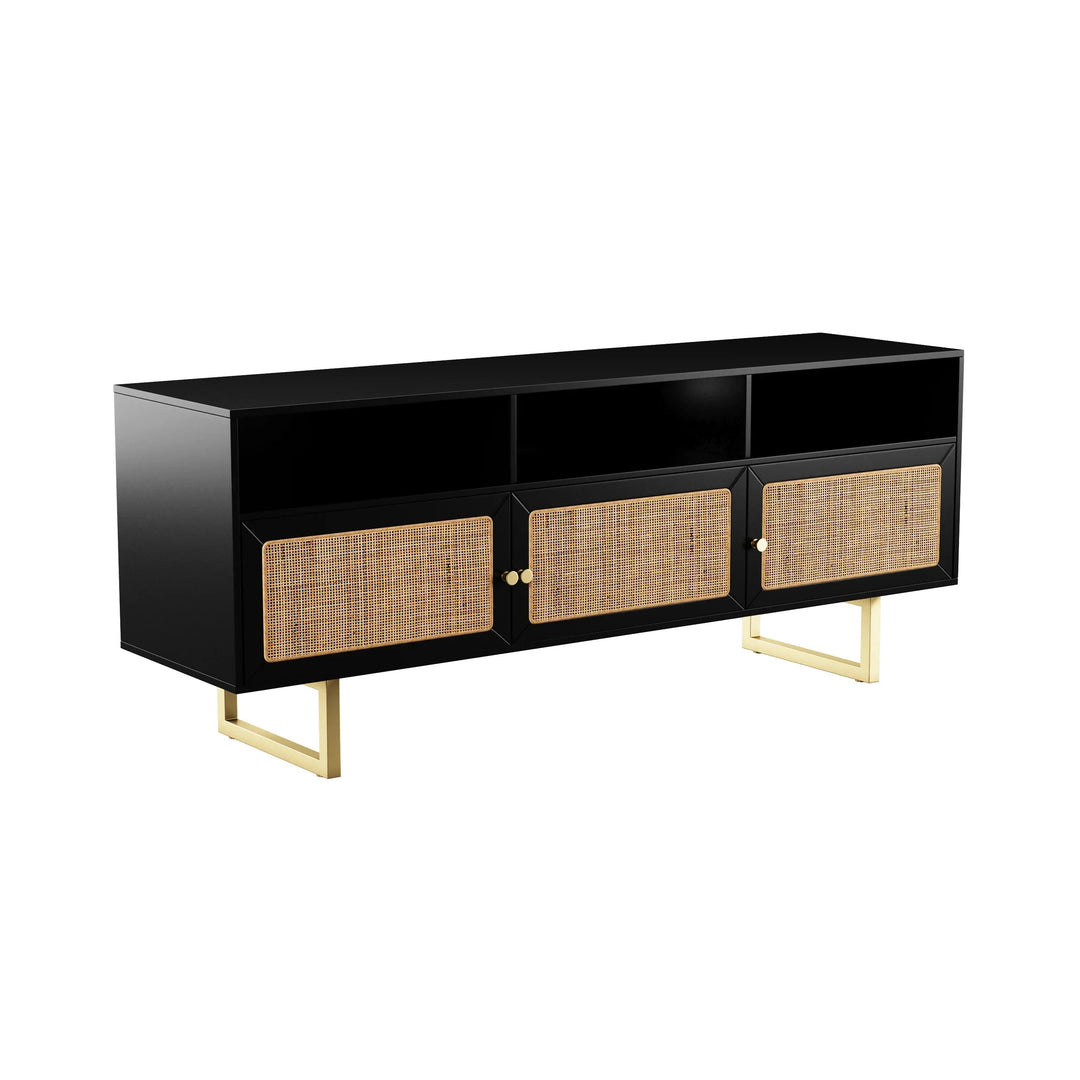 SwayLiving Mursley Media Cabinet w/ Storage - Black MEDIA + TV STANDS