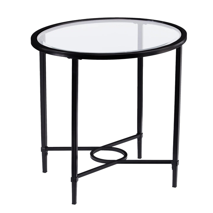 SwayLiving Quinton Metal/Glass Oval Side Table ACCENT TABLES