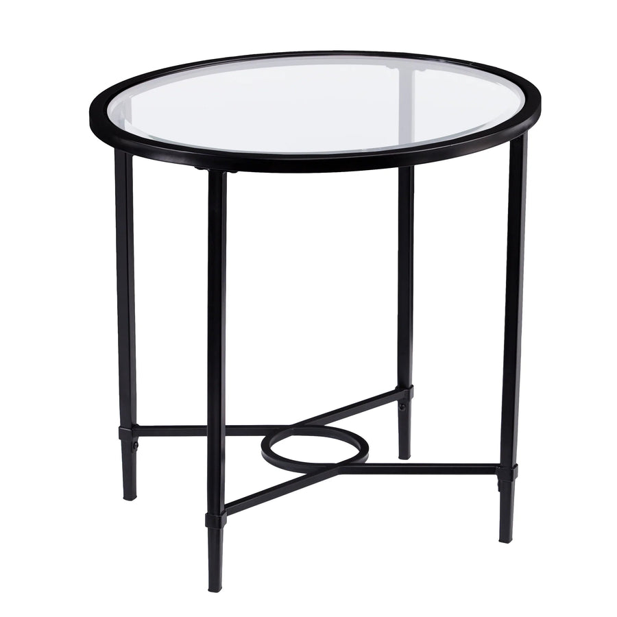 SwayLiving Quinton Metal/Glass Oval Side Table ACCENT TABLES