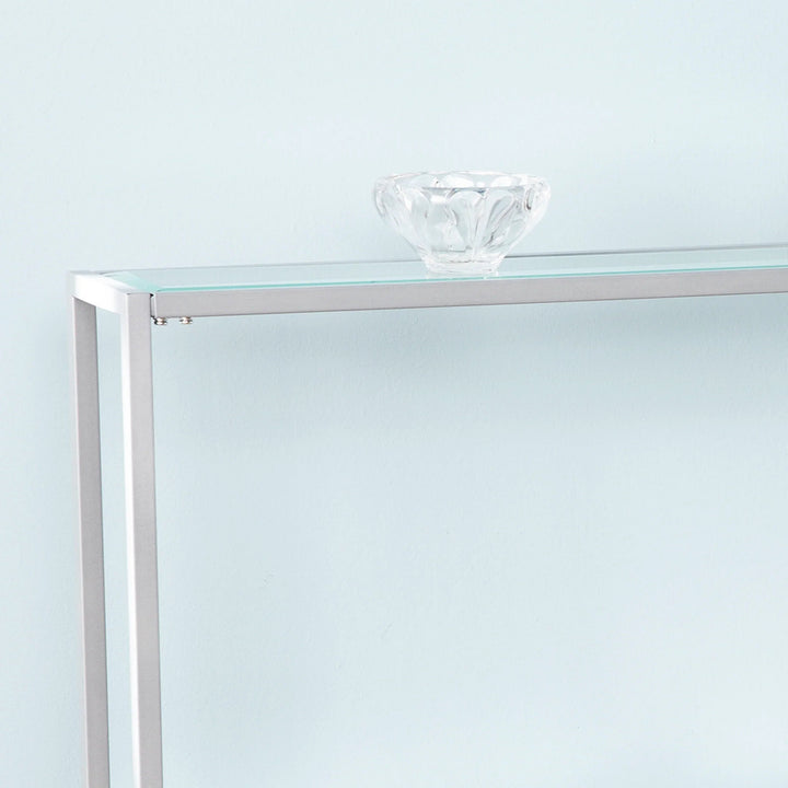 SwayLiving Bergen Narrow Metal Console Table - Silver CONSOLE TABLES