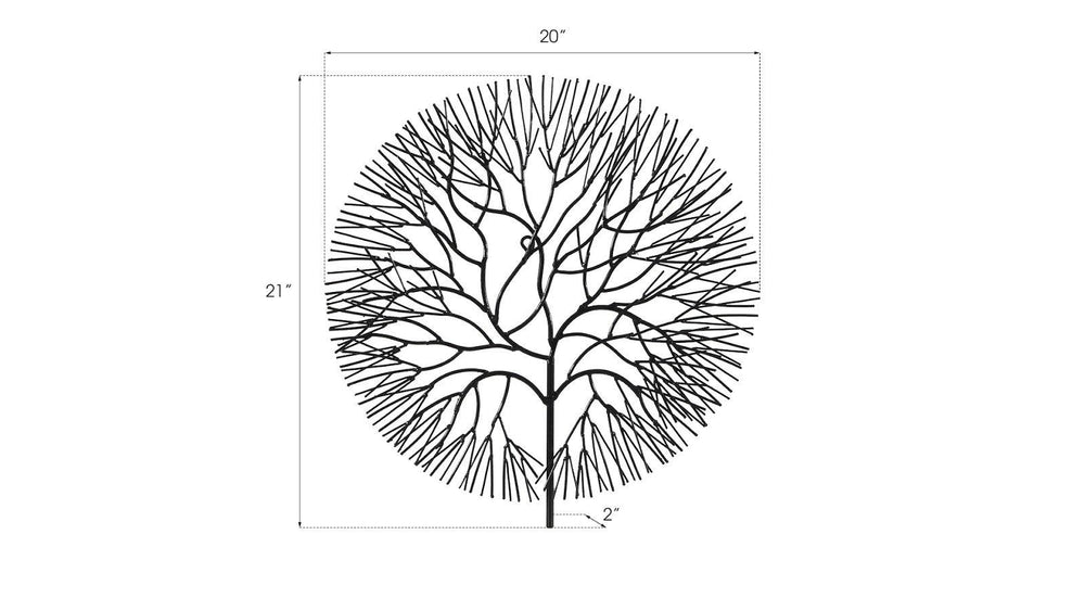 SwayLiving Wire Tree Wall Art, Small, Circle, Metal, Black WALL ACCENTS