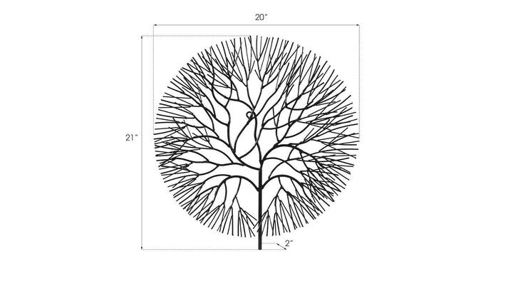 SwayLiving Wire Tree Wall Art, Small, Circle, Metal, Black WALL ACCENTS