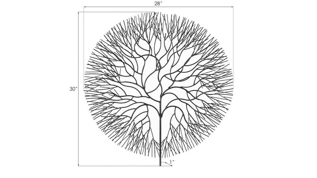 SwayLiving Wire Tree Wall Art, Large, Circle, Metal, Black WALL ACCENTS
