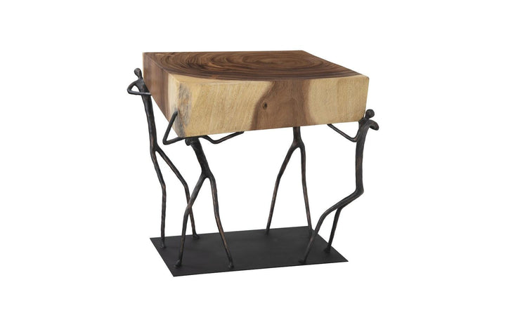 SwayLiving Atlas Side Table, Chamcha Wood/Metal, Natural ACCENT TABLES