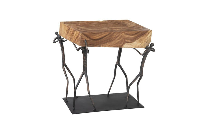 SwayLiving Atlas Side Table, Chamcha Wood/Metal, Natural ACCENT TABLES