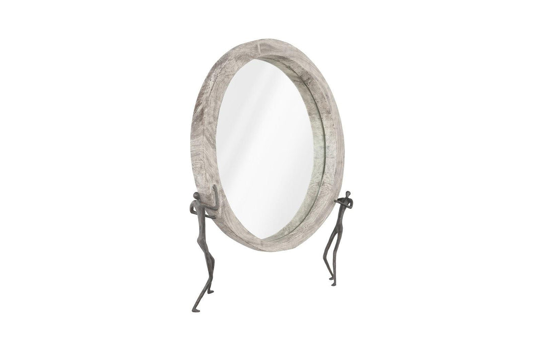 SwayLiving Atlas Mirror, Chamcha Wood, Gray Stone Finish, Metal WALL MIRRORS