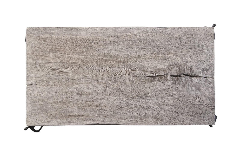 SwayLiving Atlas Coffee Table, Chamcha Wood, Gray Stone Finish, Metal COFFEE TABLES