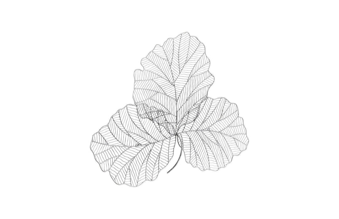 SwayLiving Tri Leaf Wall Art, Small, Metal, Silver/Black WALL ACCENTS