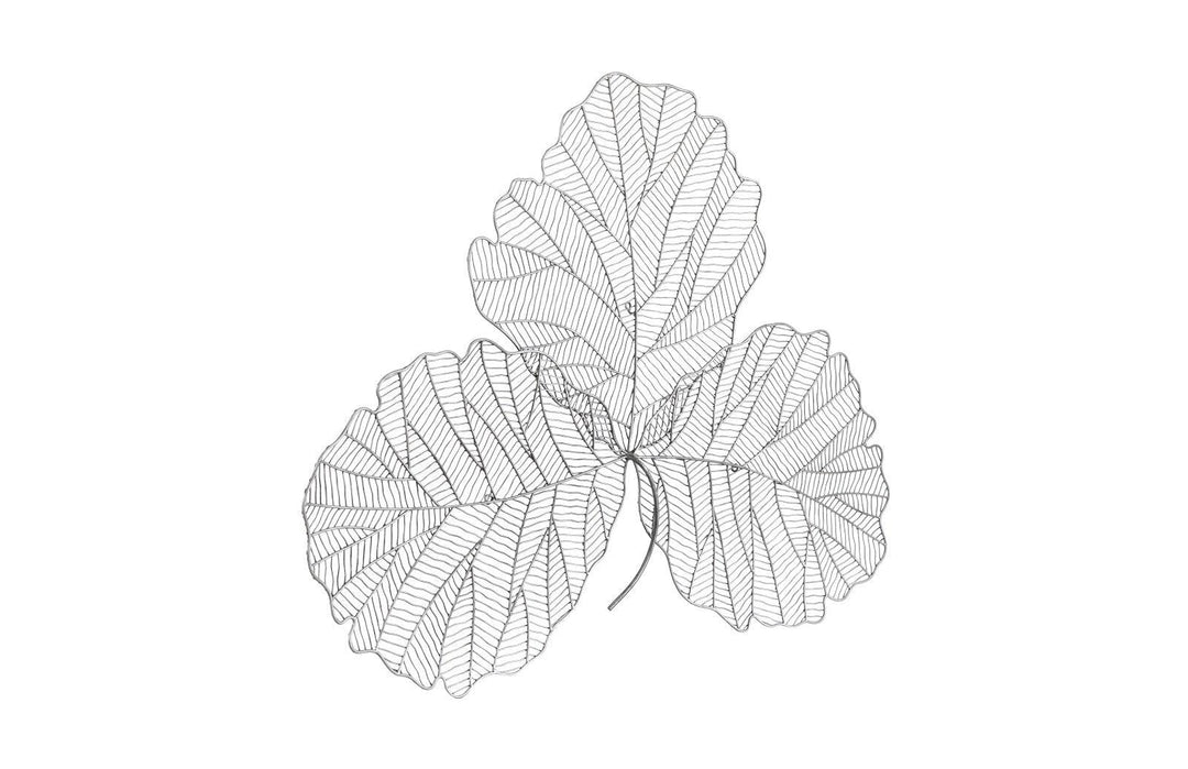 SwayLiving Tri Leaf Wall Art, Medum, Metal, Silver/Black WALL ACCENTS