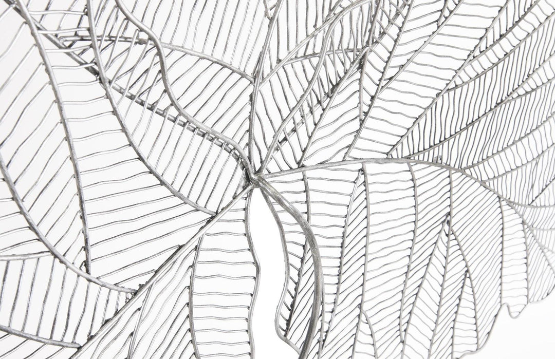 SwayLiving Tri Leaf Wall Art, Large, Metal, Silver/Black WALL ACCENTS